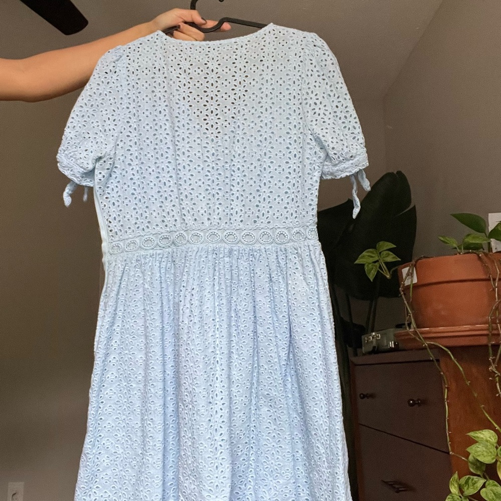 Aqua Light Blue Eyelet Midi Dress - Picture 14 of 16